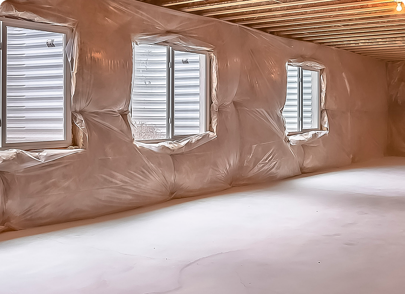 Basement under construction with natural light