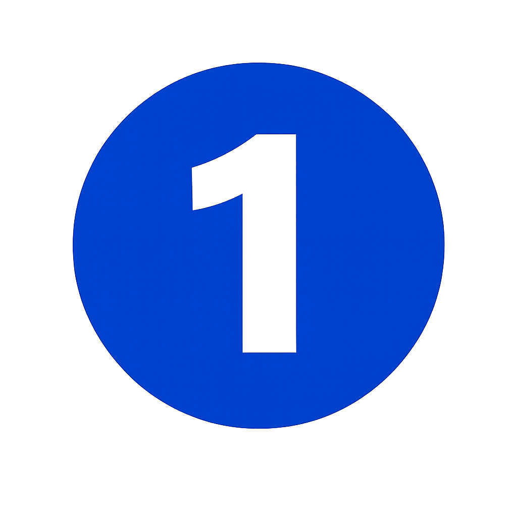 Black number one on blue background