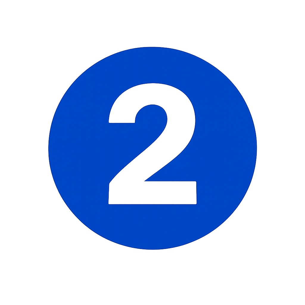 Blue circle with black number two