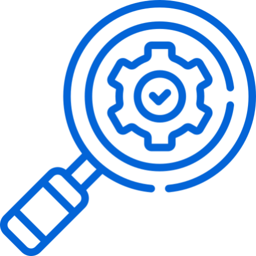 Search optimization icon with gear