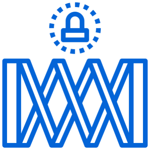 Blue geometric design with lock symbol