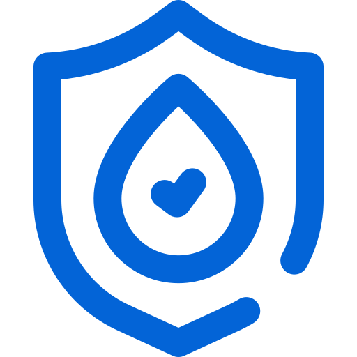 Secure hydration symbol in blue shield