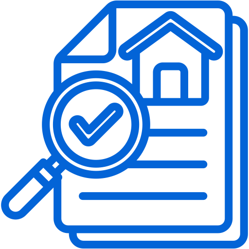 Document with house and magnifying glass icon