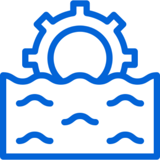 Industrial gear above water waves