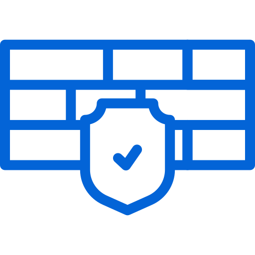 Network security symbol with blue outline