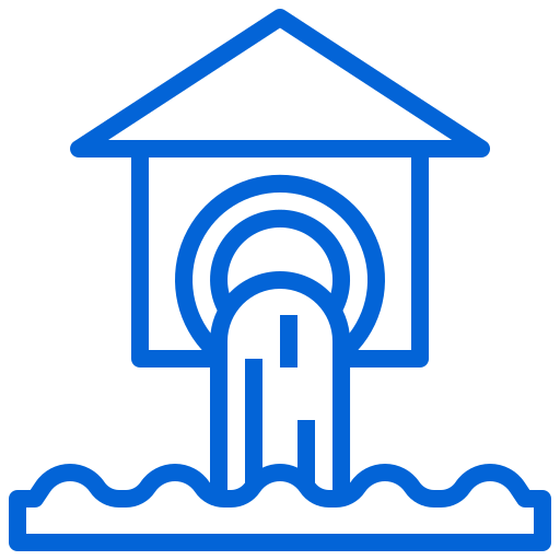 Blue outline water filtration symbol