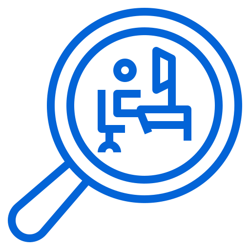 Search icon with office worker