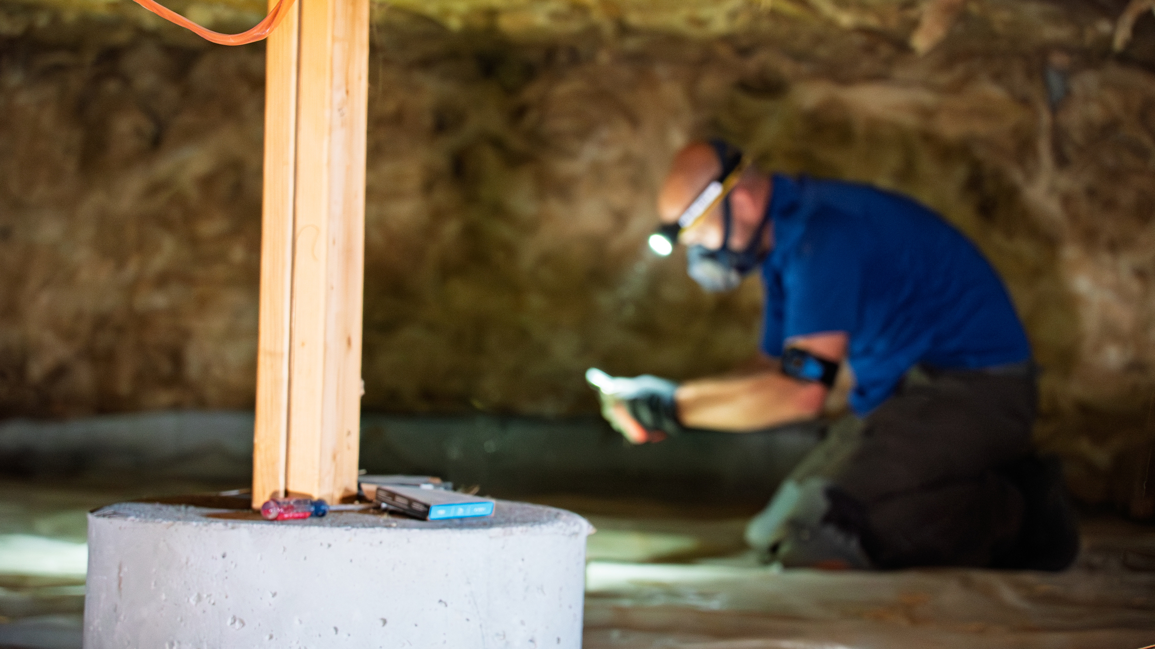 Crawl space inspection in progress