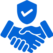 Handshake with security shield icon