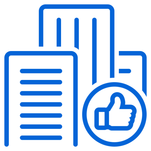 Approval symbol and urban skyline illustration