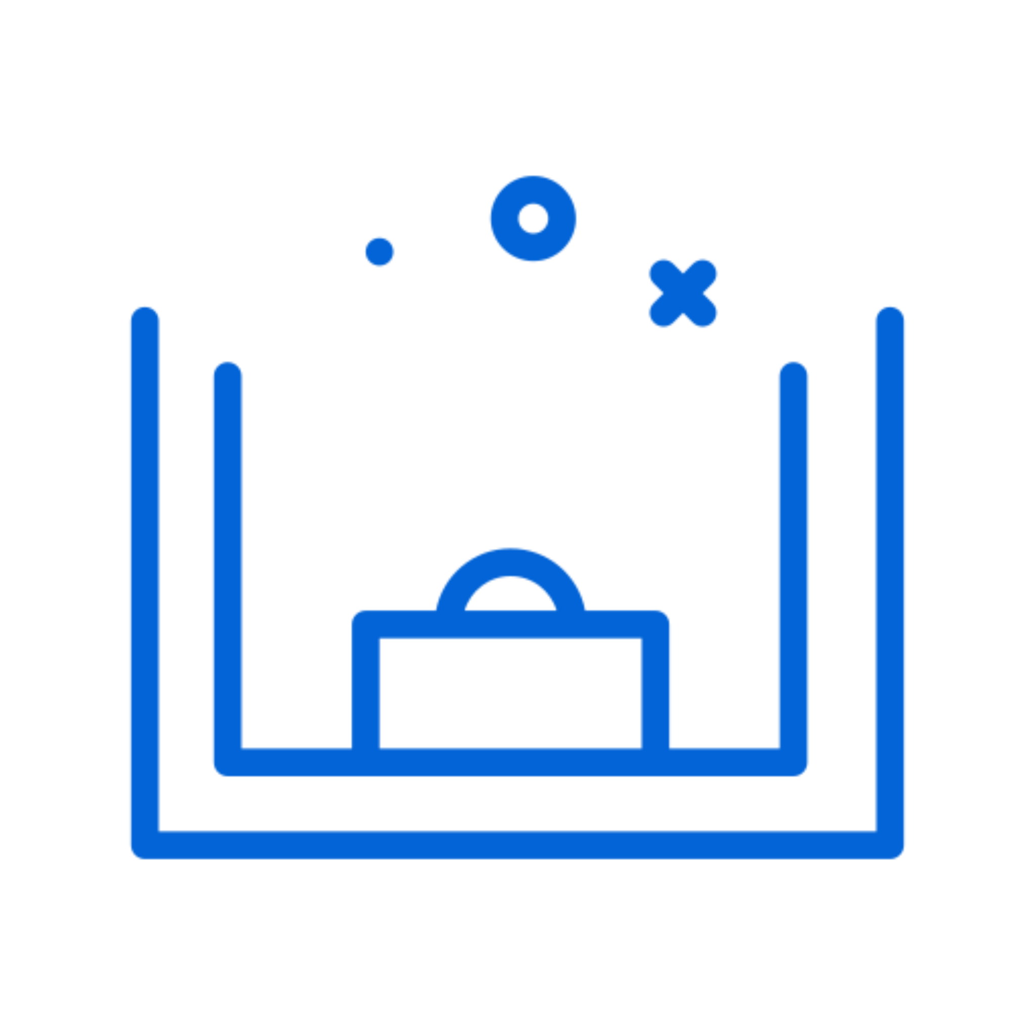Blue line art with circular elements