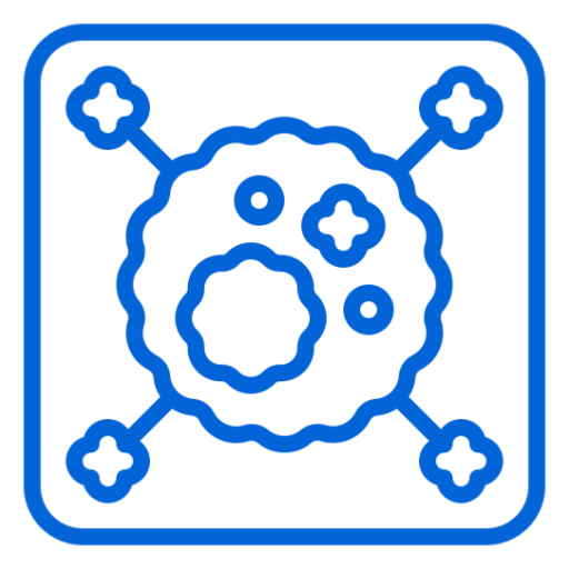 Symmetrical blue shapes in square format