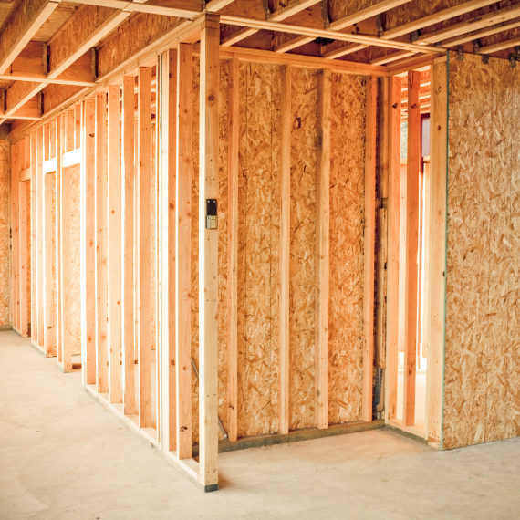 Wooden framing of house under construction