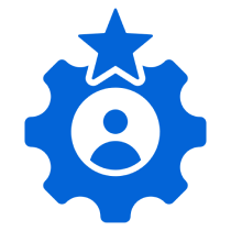 User profile icon with gear and star